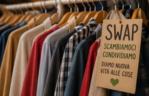Vestiti appesi con cartello swap